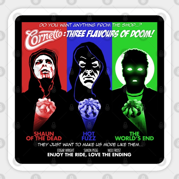 The Cornetto Trilogy: Three Flavours of Doom! Sticker by cabinboy100